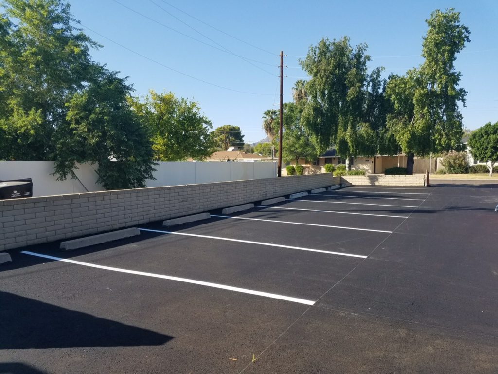 Parking lot striping and bumper curb Phoenix AZ